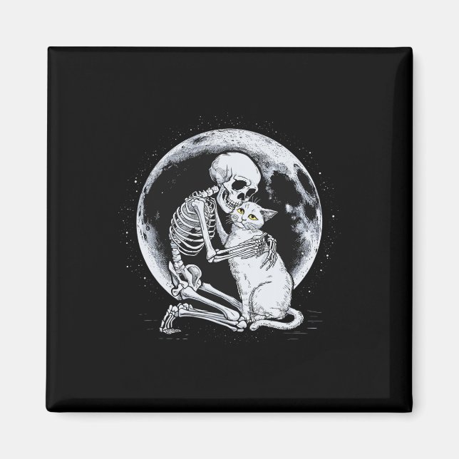 Skeleton Cat Skull Kitty Cute Goth Halloween Costu Magnet (Front)