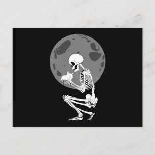 Skeleton Cat Skull Kitty Cute Goth Halloween  Postcard