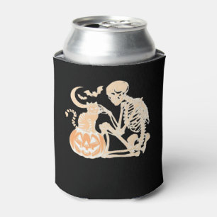 Skeleton Cat Skull kitty Cute Halloween Design Cla Can Cooler