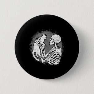 Skeleton Cat Skull Kitty Cute Halloween Men Women 6 Cm Round Badge