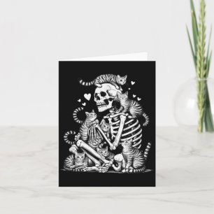 Skeleton Cat Skull Kitty Cute Halloween Men Women Card
