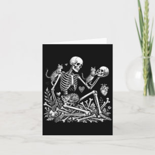 Skeleton Cat Skull Kitty Cute Halloween Men Women Card