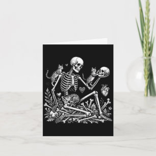 Skeleton cat skull kitty cute halloween men women card