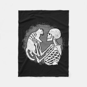 Skeleton Cat Skull Kitty Cute Halloween Men Women  Fleece Blanket