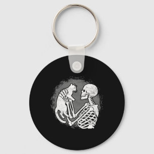 Skeleton Cat Skull Kitty Cute Halloween Men Women Key Ring