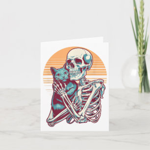 Skeleton Cat Skull Kitty Vintage Halloween Men Wom Card
