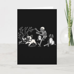 Skeleton Chasing French Bulldog Halloween Dog Mum  Card