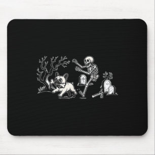Skeleton Chasing French Bulldog Halloween Dog Mum  Mouse Pad
