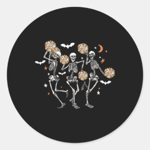 Skeleton Cheerleading Dancing Halloween Cheerleade Classic Round Sticker