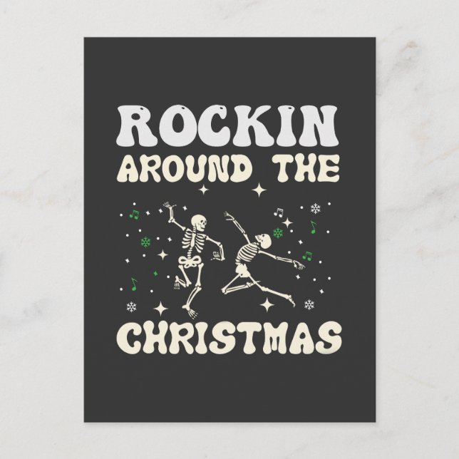  Skeleton Christmas Dance Holiday Postcard (Front)