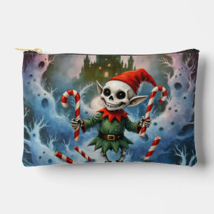 Skeleton Christmas Elf – Creepy Cute Dark Holiday Accessory Pouch