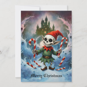 Skeleton Christmas Elf – Creepy Cute Dark Holiday Card