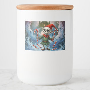 Skeleton Christmas Elf – Creepy Cute Dark Holiday Food Label