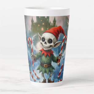 Skeleton Christmas Elf – Creepy Cute Dark Holiday Latte Mug