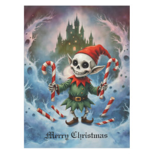 Skeleton Christmas Elf – Creepy Cute Dark Holiday  Tablecloth