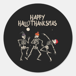 Skeleton Christmas Halloween Thanksgiving Fun Classic Round Sticker