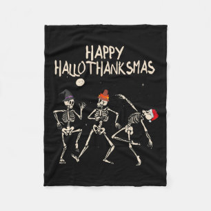 Skeleton Christmas Halloween Thanksgiving Fun Fleece Blanket