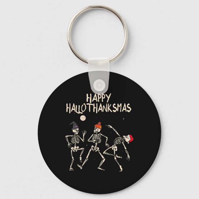 Skeleton Christmas Halloween Thanksgiving Fun  Key Ring (Front)