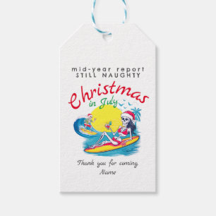 Skeleton Christmas in July Beach Surf Naughty Gift Tags