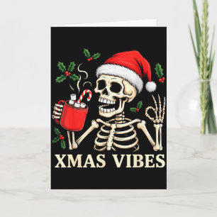 Skeleton Christmas Merry Christmas Skull Santa Xma Card