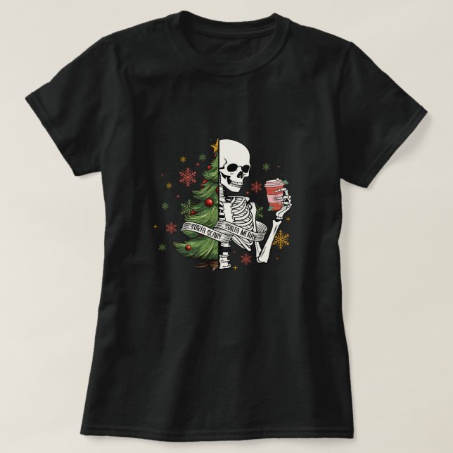 skeleton christmas tree coffee T-Shirt (Design Front)