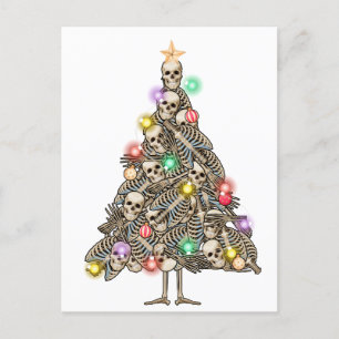 Skeleton Christmas Tree Funny Ugly Xmas Skeletons  Postcard