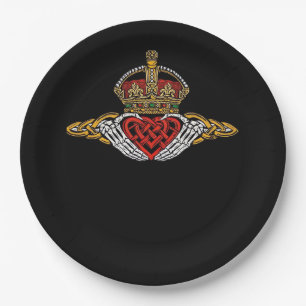 Skeleton Claddagh Color Paper Plate