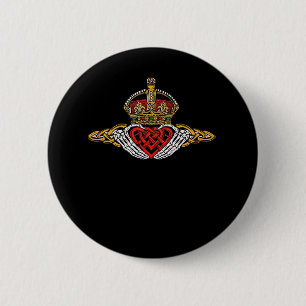 Skeleton Claddagh Colour 6 Cm Round Badge