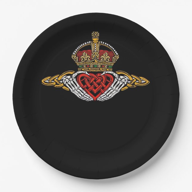 Skeleton Claddagh Colour Paper Plate (Front)