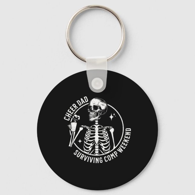 Skeleton Coffee Cheer Dad Surviving Comp Weekend F Key Ring (Front)