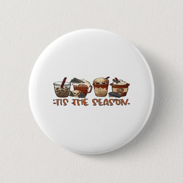 Skeleton Coffee Cups Coffee Lover 6 Cm Round Badge (Front)
