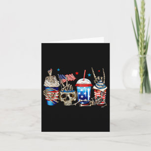 Skeleton Coffee Cups Drinks 4th Of July American P Card