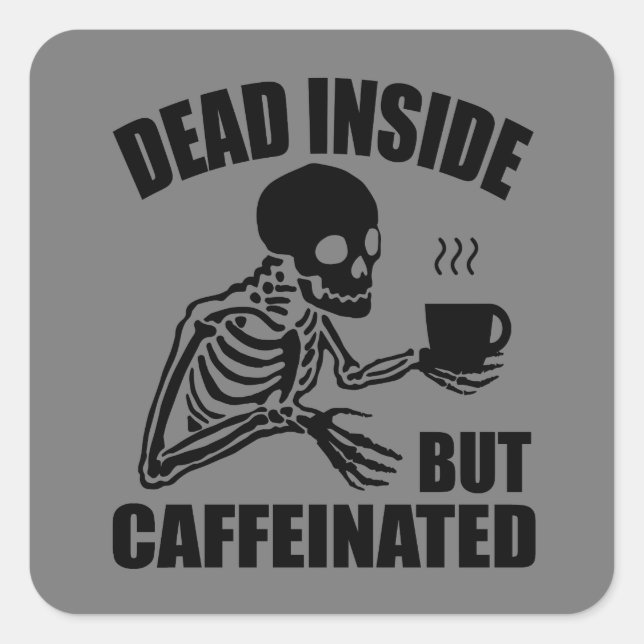 Skeleton Coffee Square Sticker (Front)