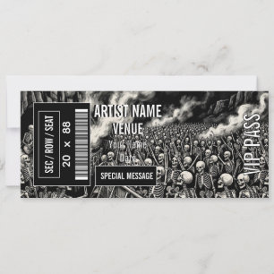 Skeleton Concert Rock Show Ticket Halloween Invitation