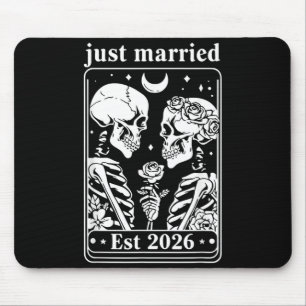 Skeleton Couple Bride and Groom Wedding Mouse Pad