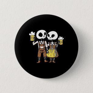 Skeleton Couple Cheering Beer Halloween 6 Cm Round Badge