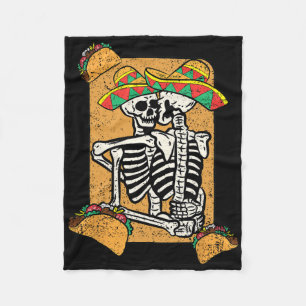 Skeleton Couple Cinco De Mayo Mexican Hat Taco Fleece Blanket