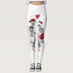 Skeleton Couple Feeding Dog & Cat Leggings