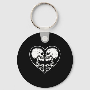 Skeleton Couple Heart Halloween Spooky Bones Skull Key Ring
