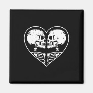 Skeleton Couple Heart Halloween Spooky Bones Skull Magnet