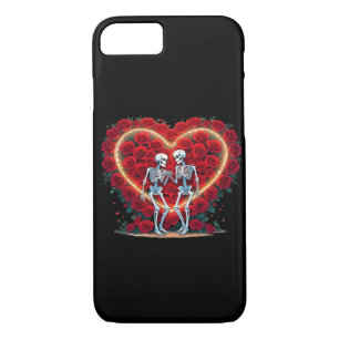 Skeleton Couple Holding Hands Inside A Heart Of Ro Case-Mate iPhone Case
