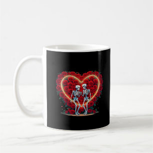 Skeleton Couple Holding Hands Inside A Heart Of Ro Coffee Mug