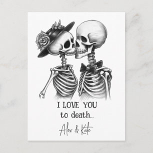 Skeleton Couple Holiday Postcard