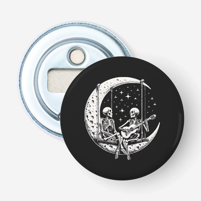 Skeleton Couple Moon Guitar Bottle Opener (Front)