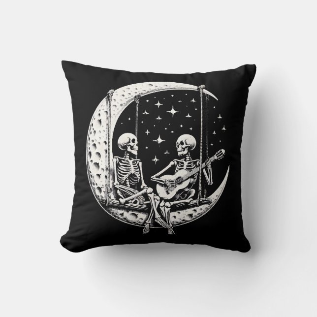 Skeleton Couple Moon Guitar Cushion (Front)