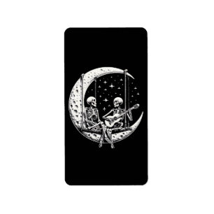 Skeleton Couple Moon Guitar Label