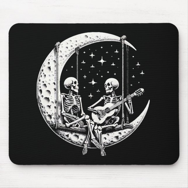 Skeleton Couple Moon Guitar Mouse Pad (Front)