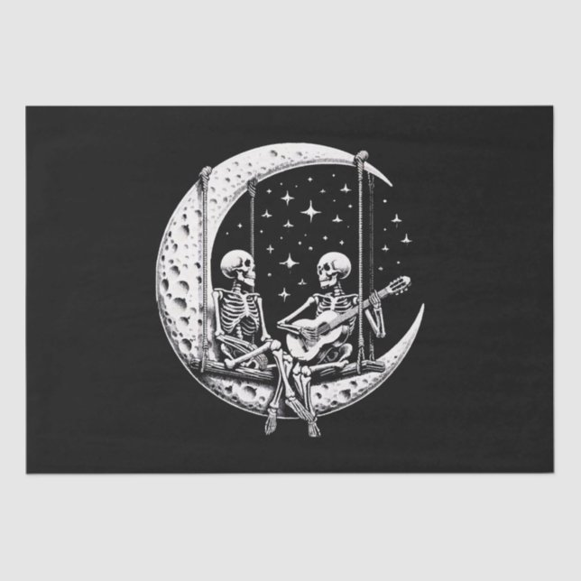 Skeleton Couple Moon Guitar Tissue Paper (Front)