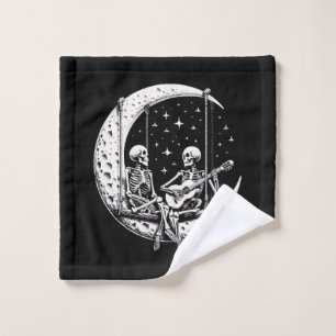 Skeleton Couple Moon Guitar Wash Cloth