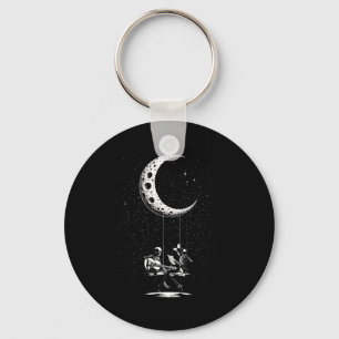 Skeleton Couple Moon Playing Guitar Halloween Key Ring